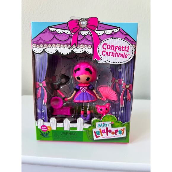 Lalaloopsy Mini Doll Confetti Carnivale with Mini Pet Cat, 3" New Hot Pink - Picture 1 of 4